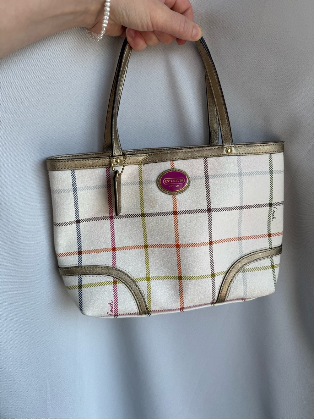 Coach Peyton Small Tattersall Tote